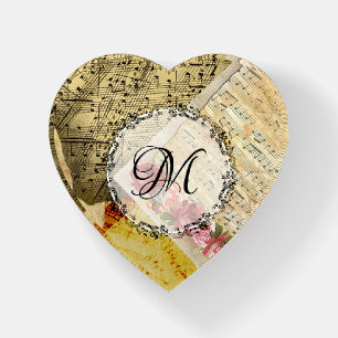 Vintage Sheet Music Musial Notes Roses Paperweight