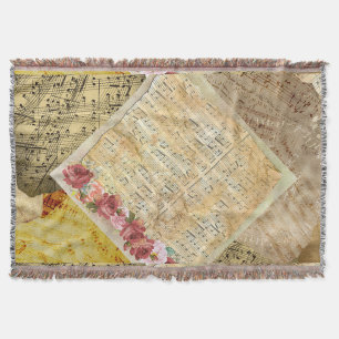 Vintage Sheet Music Musical Notes Blanket