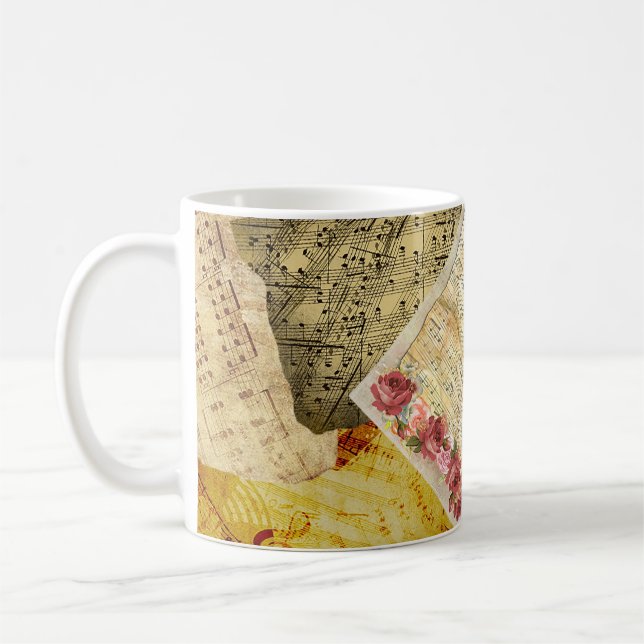 Vintage Sheet Music Musical Notes Coffee Mug (Left)