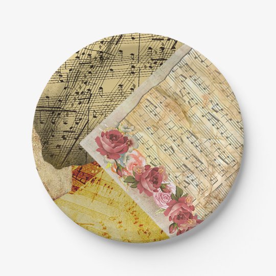 Vintage Sheet Music Musical Notes Paper Plates