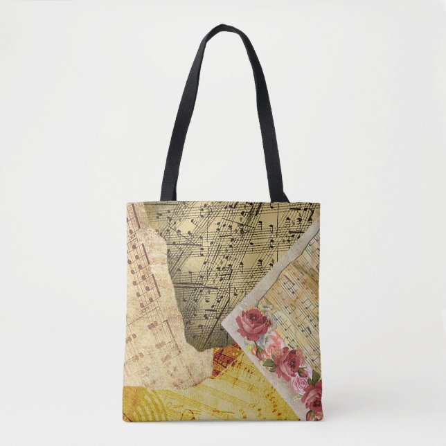 Vintage Sheet Music Musical Notes Tote Bag (Front)