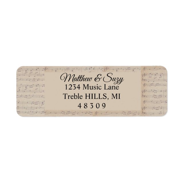 Vintage Sheet Music note Musician  Label (Front)