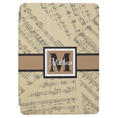 Vintage Sheet Music note Musician Monogram  iPad Air Cover