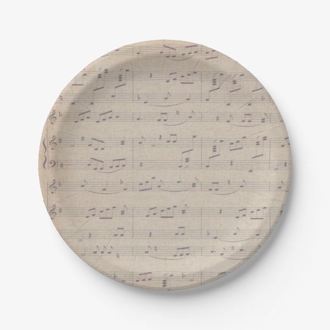 Vintage sheet music note musician musical paper plates (Front)