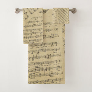 Vintage Sheet music note pattern musician    Bath Towel Set