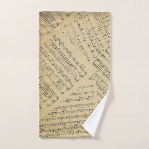 Vintage Sheet music note pattern musician     Hand Towel