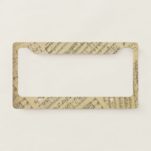Vintage Sheet music note pattern musician  License Plate Frame
