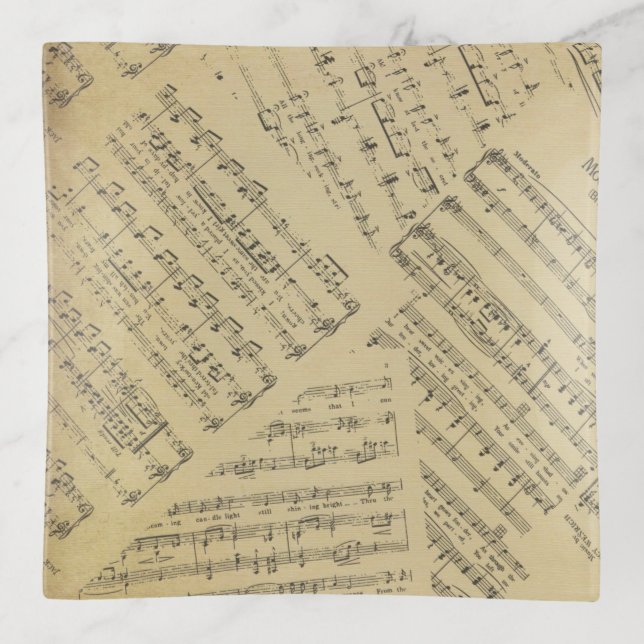 Vintage Sheet music note pattern musician  Trinket Tray (Front)