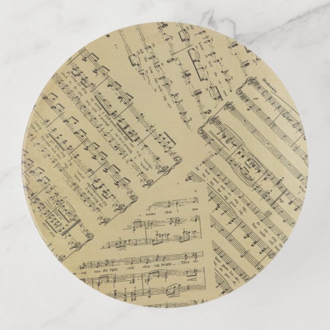 Vintage Sheet music note pattern musician  Trinket Tray (Front)