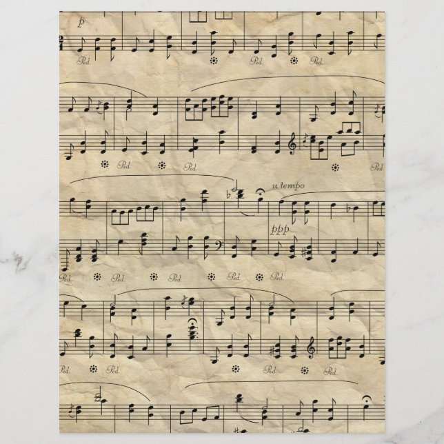Vintage Sheet Music Notes Scrapbook Paper (Front)