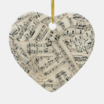 Vintage Sheet Music Paper Collage Ceramic Ornament