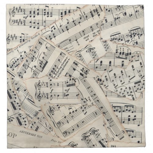 Vintage Sheet Music Paper Collage Cloth Napkin