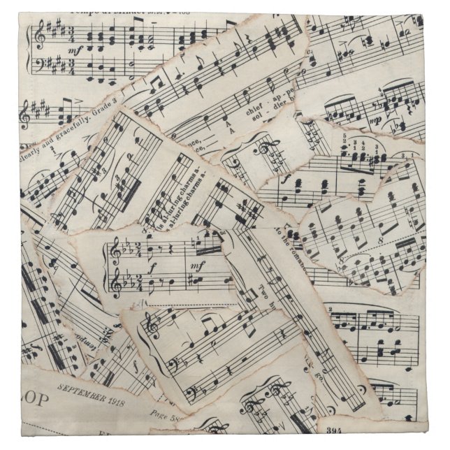 Vintage Sheet Music Paper Collage Cloth Napkin (Front)