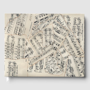 Vintage Sheet Music Paper Collage Guest Book