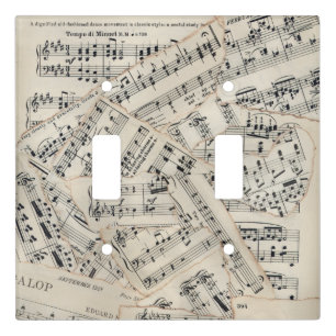 Vintage Sheet Music Paper Collage Light Switch Cover