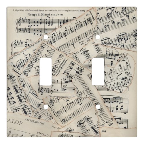 Vintage Sheet Music Paper Collage Light Switch Cover