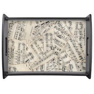 Vintage Sheet Music Paper Collage Serving Tray