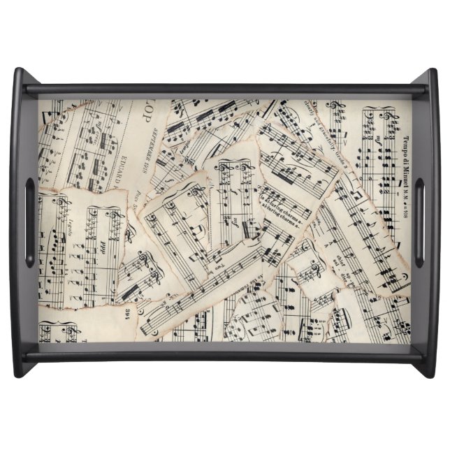 Vintage Sheet Music Paper Collage Serving Tray (Front)