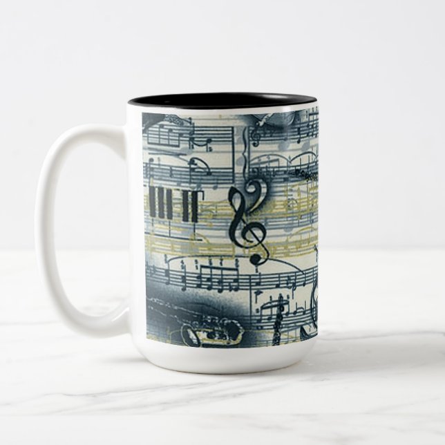 Vintage Sheet Music Pattern Coffee Mug (Left)