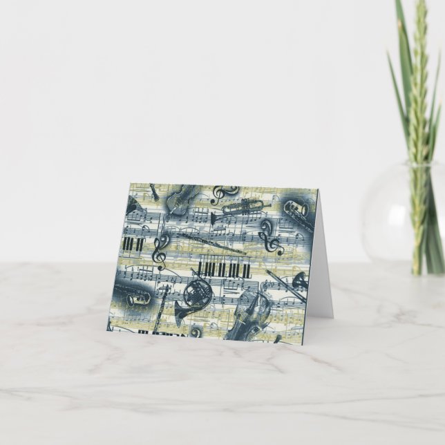 Vintage Sheet Music Pattern Note Card (Front)