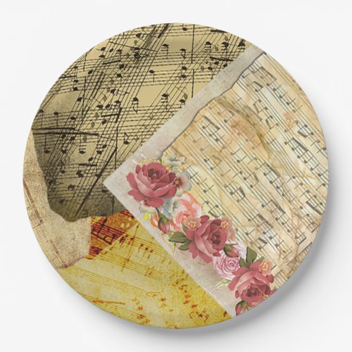 Vintage Sheet Music Piano Musical Notes Paper Plates