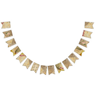 Vintage Sheet Music Pink Rose Party Flag Banner