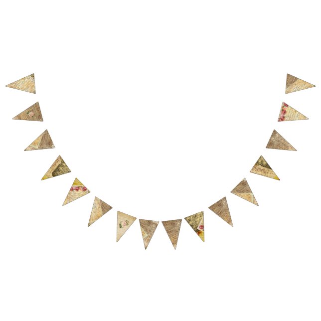 Vintage Sheet Music Pink Rose Party Flag Banner (All)