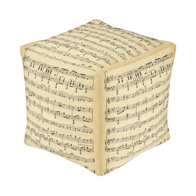 Vintage Sheet Music Pouf (Angled Front)