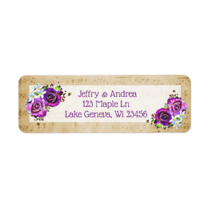 Vintage Sheet Music Purple Roses Address Labels