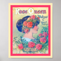 Vintage Sheet Music Rose Queen Waltzes Cover Print