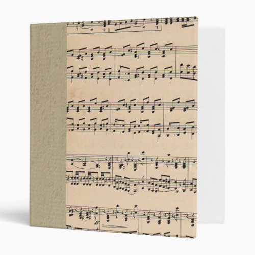 Vintage Sheet Music Score Black and White notes 3 Ring Binder