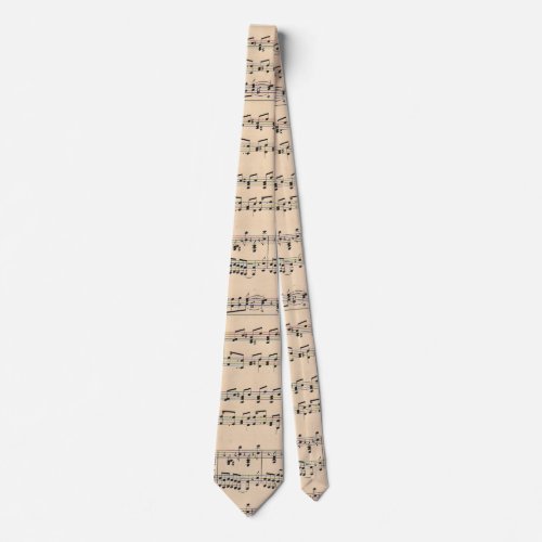Vintage Sheet Music Score Black and White notes Neck Tie