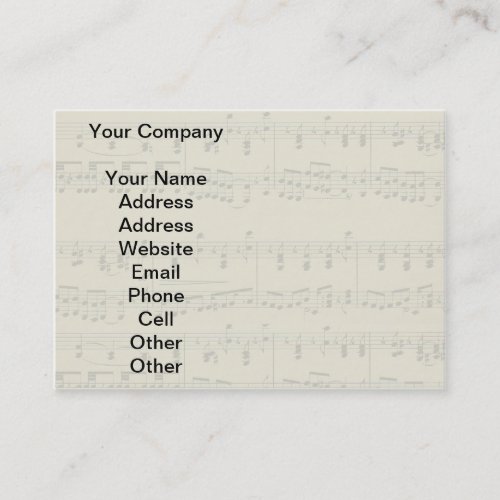 Vintage Sheet Music Score Notes Business Card