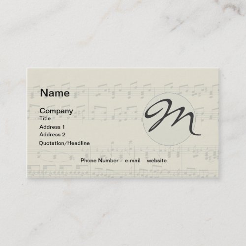 Vintage Sheet Music Score Notes Business Card
