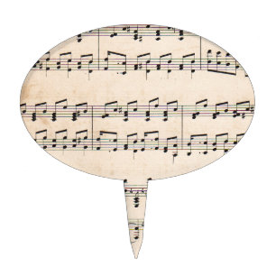 Vintage Sheet Music Score Notes Cake Topper