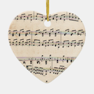 Vintage Sheet Music Score Notes Ceramic Ornament