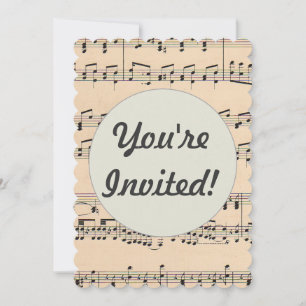 Vintage Sheet Music Score Notes Invitation