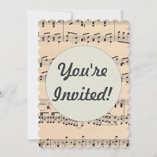 Vintage Sheet Music Score Notes Invitation