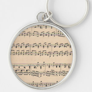 Vintage Sheet Music Score Notes Keychain