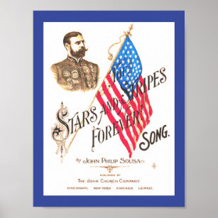 Vintage Sheet Music Stars and Stripes Forever copy Poster