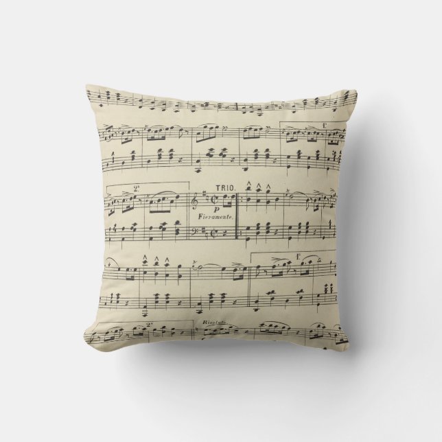 Vintage Sheet Music Throw Pillow (Front)