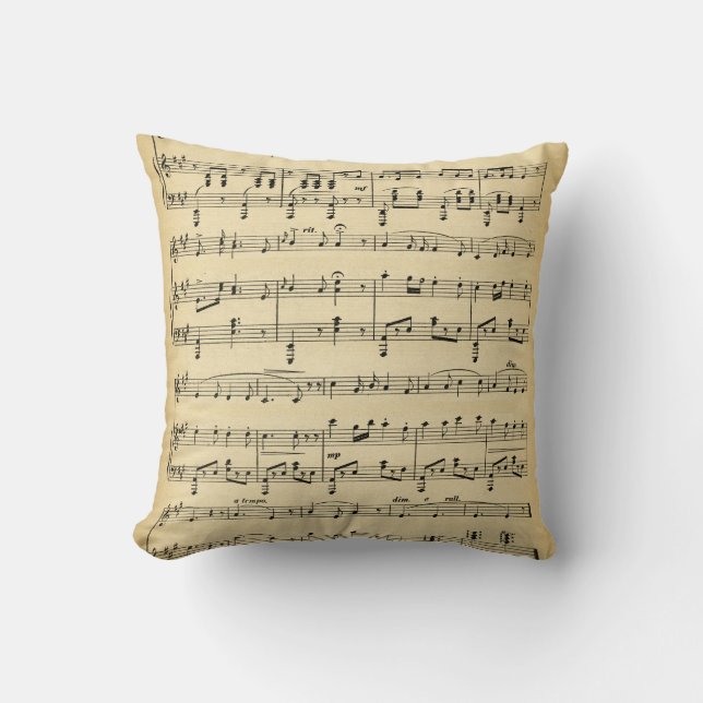 Vintage Sheet Music Throw Pillow (Front)