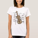 Vintage Sheet Music Violin T-shirt at Zazzle