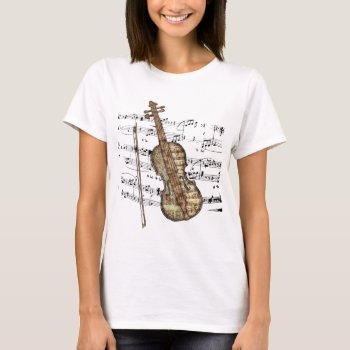 Vintage Sheet Music Violin T-shirt by MoonDreamsMusic at Zazzle