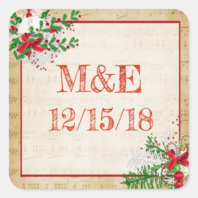 Vintage Sheet Music  Wedding Personalized Stickers (Front)