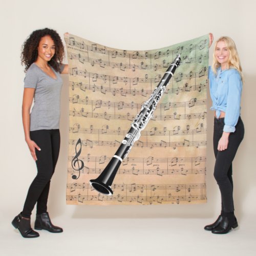 Vintage Sheet Music With a Clarinet Fleece Blanket