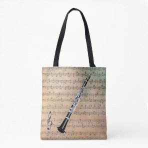Vintage Sheet Music With A Clarinet Tote Bag