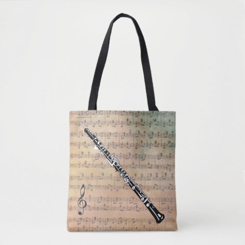 Vintage Sheet Music With A Oboe Tote Bag