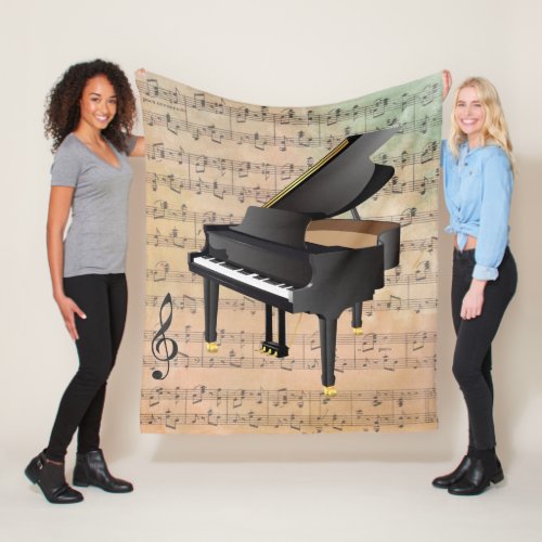 Vintage Sheet Music With a Piano Fleece Blanket