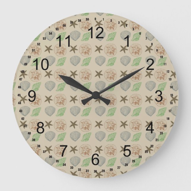 Vintage Shells Large Clock (Front)